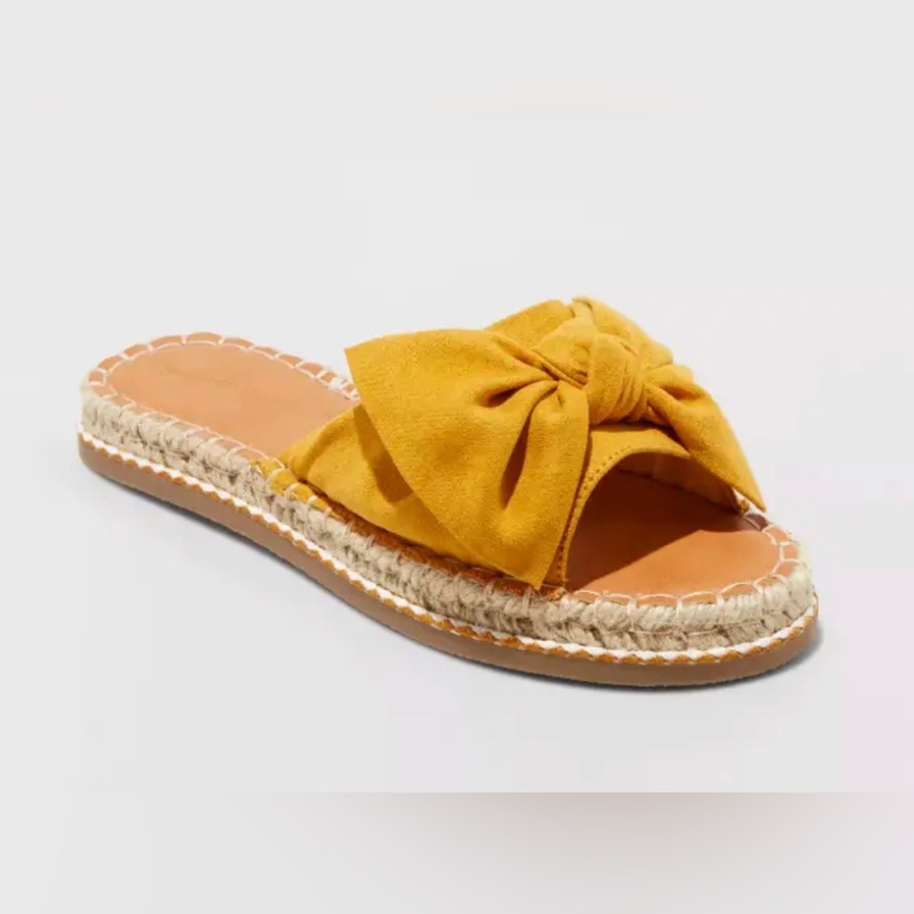Universal Thread yellow bow espadrille slides